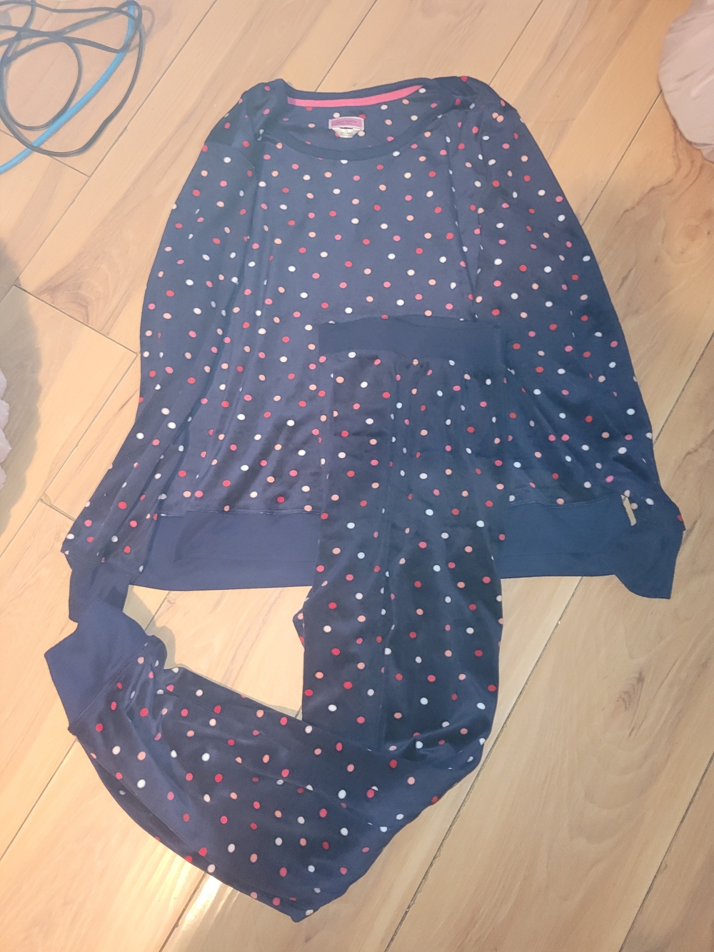 kate spade Navy Polka Dot Pajama Set with Multicolor Dots